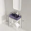 Meuble-lavabo de 24 po avec lavabo en céramique, ensemble de lavabo console sur pied, lavabo rectangulaire en céramique mauve brillant sans robinet, pieds en métal ouverts, tablettes de rangement