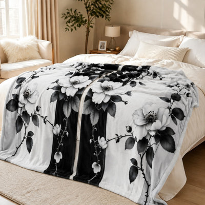 Jeté monochromatique à motif floral, housse de lit en peluche légère pour canapé, chambre à coucher, salon, décoration intérieure