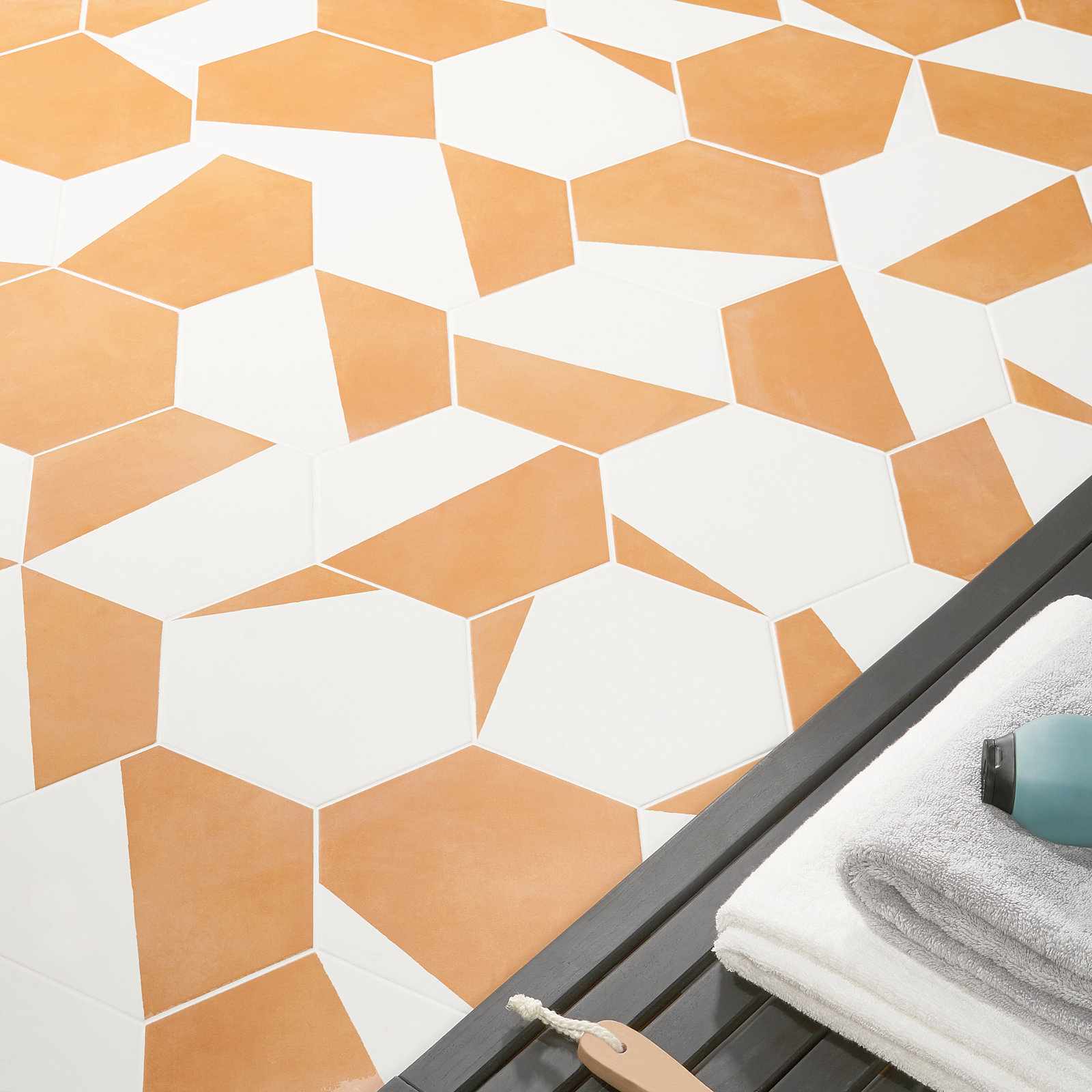 GeoHex Burst 8" Hexagon Matte Porcelain Floor and Wall Tile (9.03 Sq. Ft. / Case), Orange