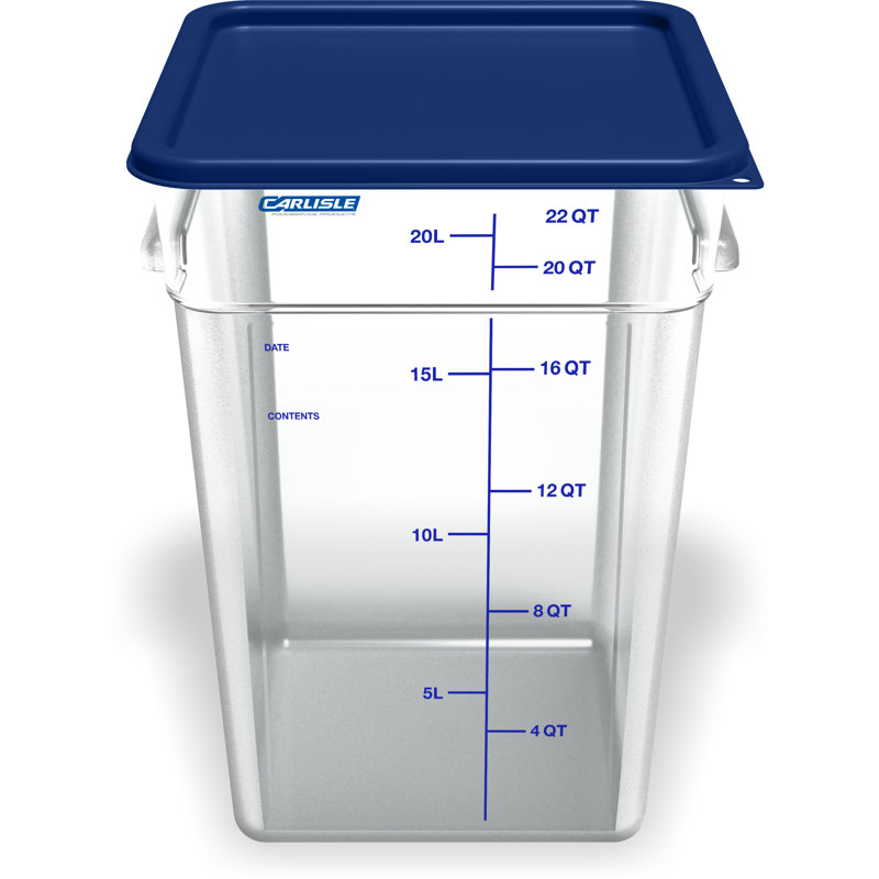Contenant alimentaire en polycarbonate 22 pte carrés, Blanc, transparent