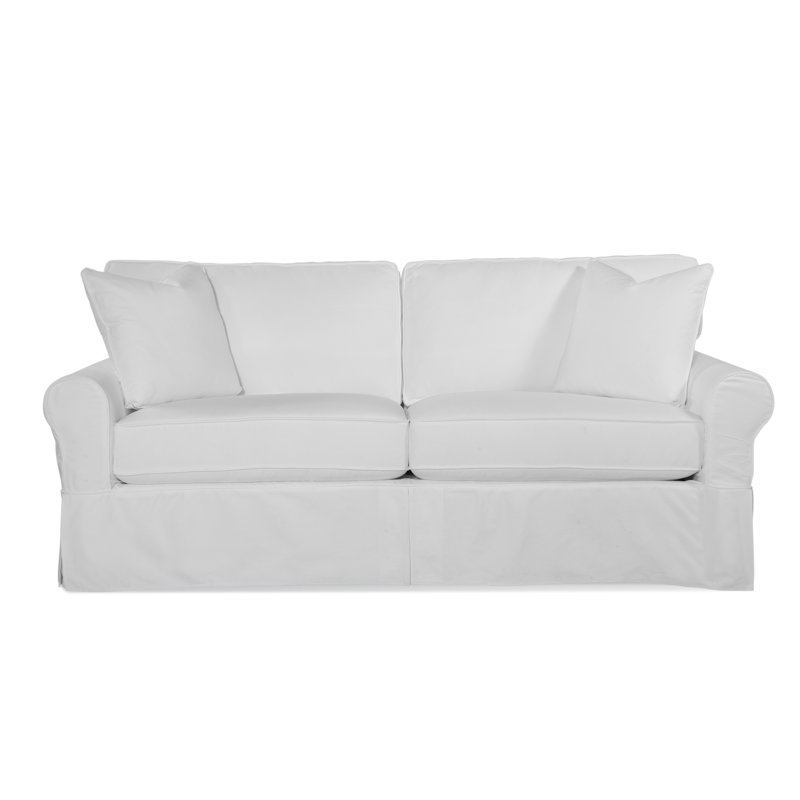 Bedford Slipcovered Sleeper Sofa, Gel Memory Foam Mattress, Pink Chenille/Velvet Solid;0809-14