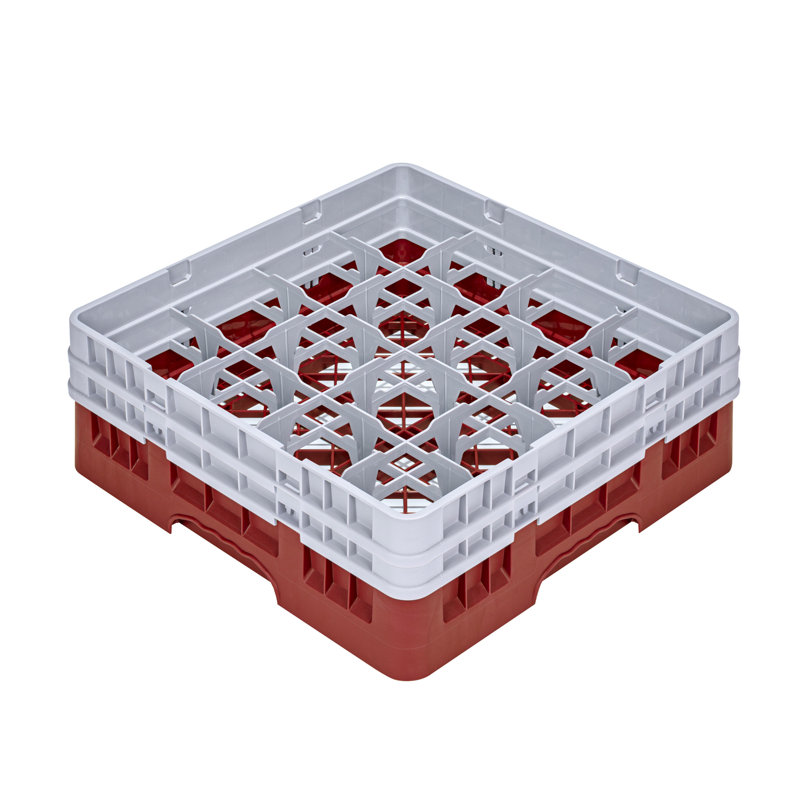 Porte-verres 19,69 x 19,69 x 7,24 pouces 16 compartiments 1 extension pleine et demi-goutte, Rouge