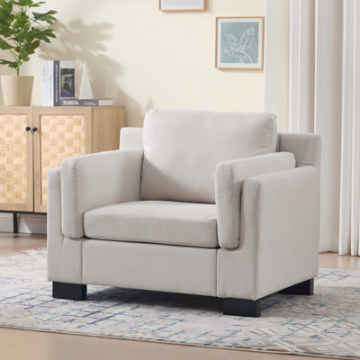 40" Wide Linen Fabric Upholstered Accent Chair with Cushions