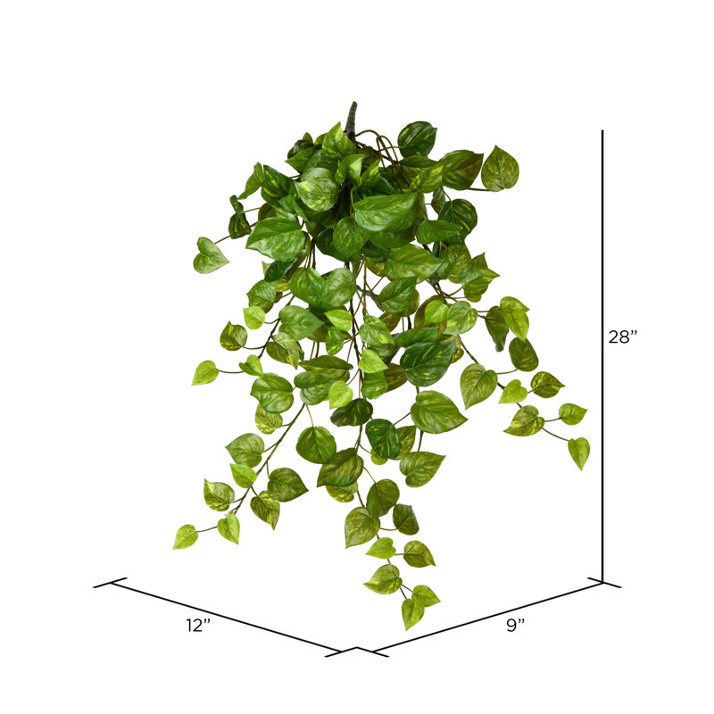 Buisson artificiel suspendu Pothos, H 28 po x l 9 po x P 12 po