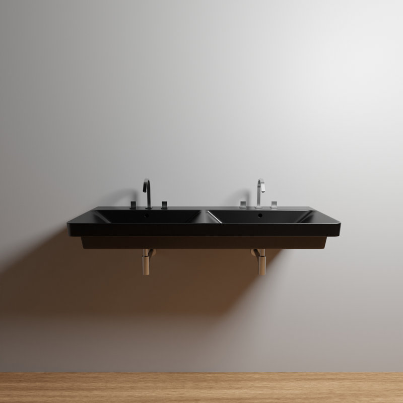 Luxury 47'' L Bathroom Sink, 8" Centers, Matte Black