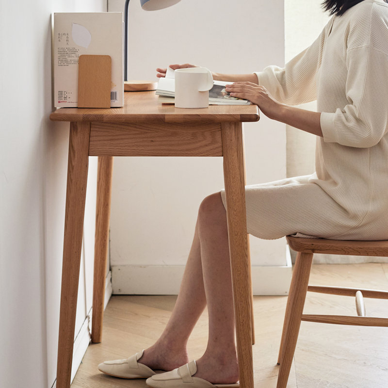 Établi de 80 cm de profondeur - Bois massif, chêne naturel, 100 % bois, bureau d'ordinateur pour bureau à domicile