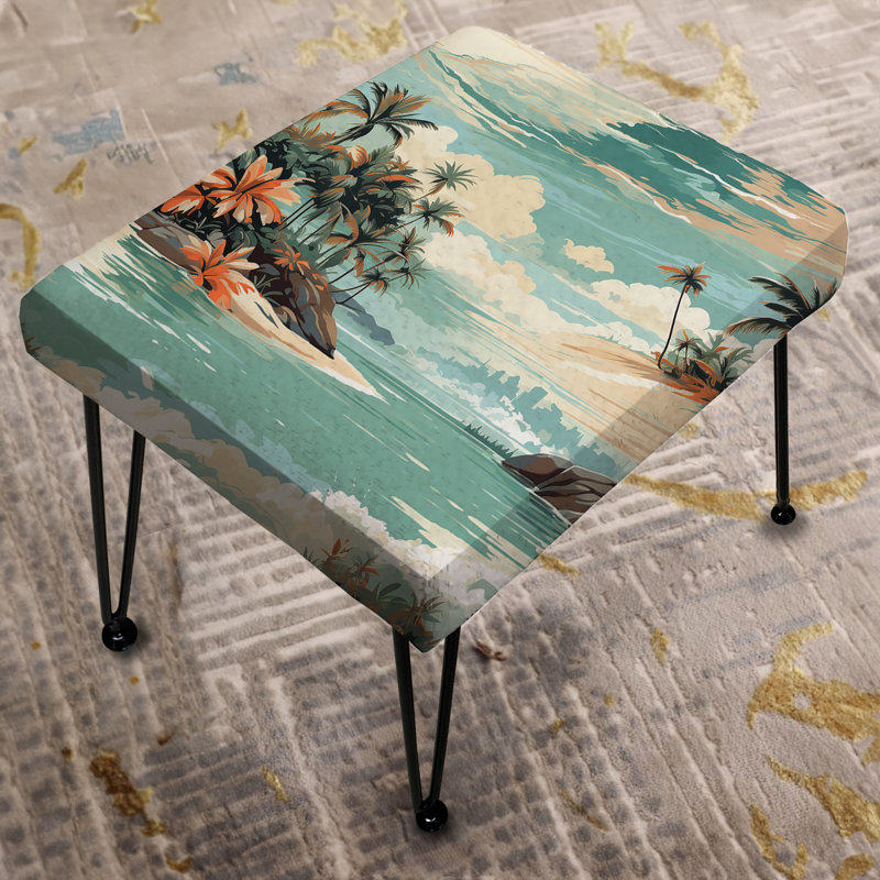 Coastal Vision Tropical Pattern - Tropical Rectangle Ottoman