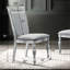 Ensemble de salle à manger 5 pièces, table ronde et 4 chaises, teinte blanc gris vieilli, gris, pied central avec chaises