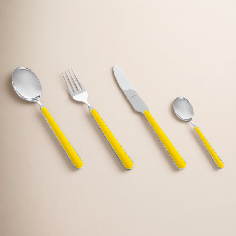 Ensemble de couverts en acier inoxydable Fantasia, 20 pièces, service pour 4, Jaune