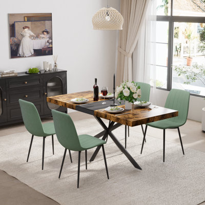 Extendable Dining Table Set with Velvet Chairs
