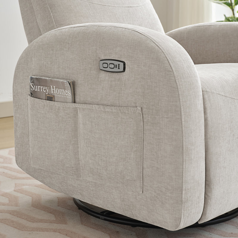 Power Nursery Recliner, Swivel Glider Chair with USB & Type-C Port, Rocker Reclining, Camel