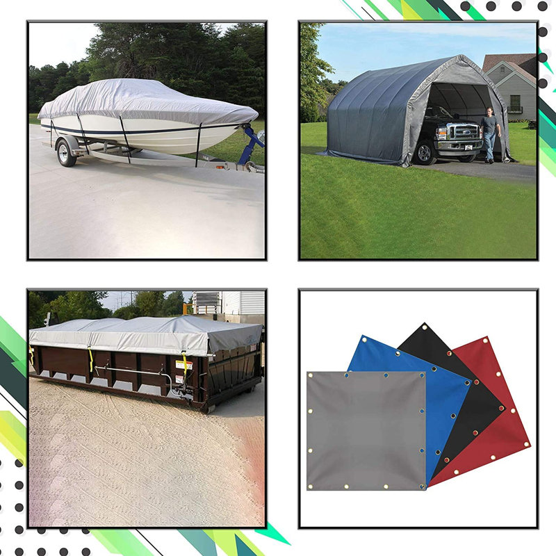 (5 pi x 5 pi) Bâche imperméable multi-usage robuste, bâche de protection extérieure avec renfort et résistante aux rayons UV