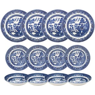 Churchill Toile Blue Cereal Bowls. Scalloped Edge. Blue and White Dishware  