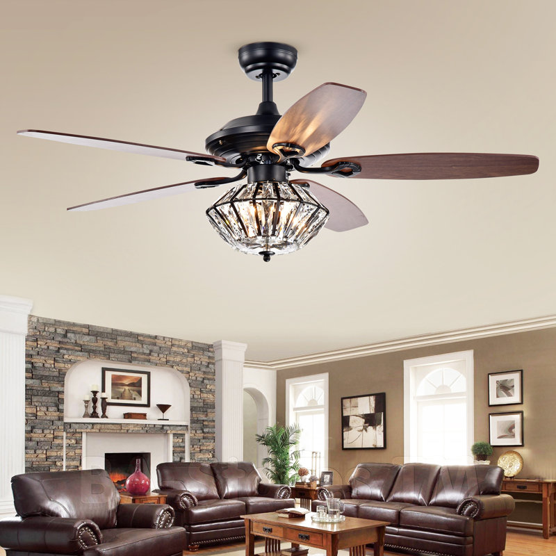 Lurlyne 52'' Ceiling Fan with Light Kit, Black/Brown, Remote Switch