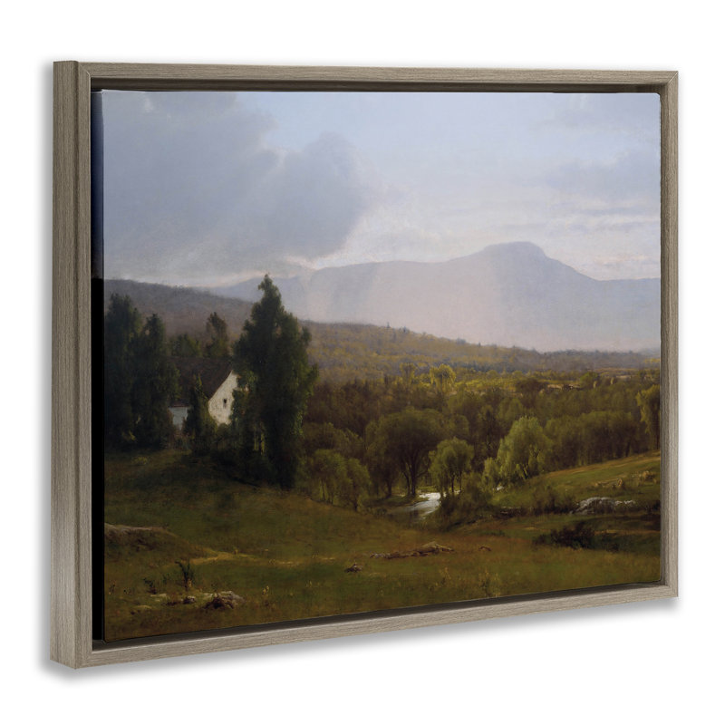Cabanes dans un cadre flottant Peaceful Vista, design par Lettré et doublé, H 25 po x l 31 po, Cadre flottant orme Montalcino