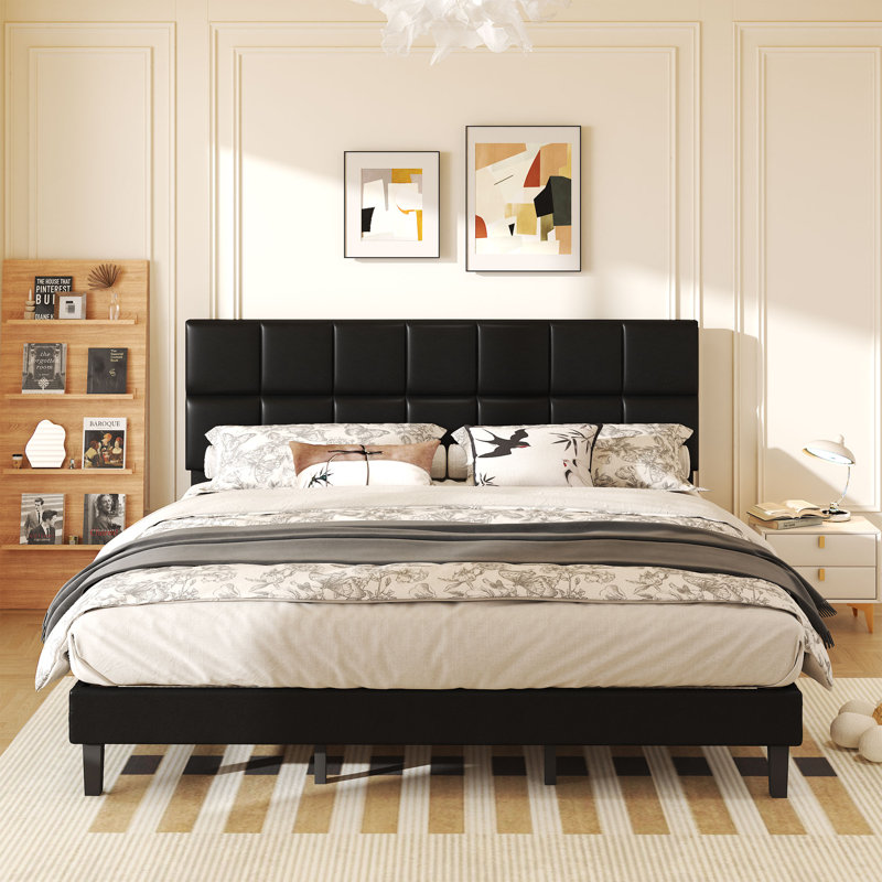 Leather Platform Bed, King