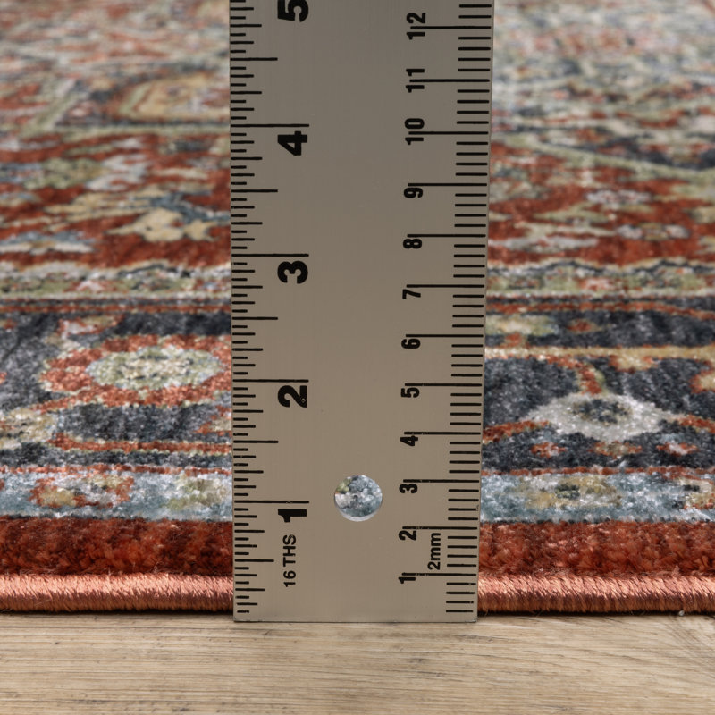 Caia Traditional Medallion Red/ Blue Area Rug, Runner 2'3" x 7'9"