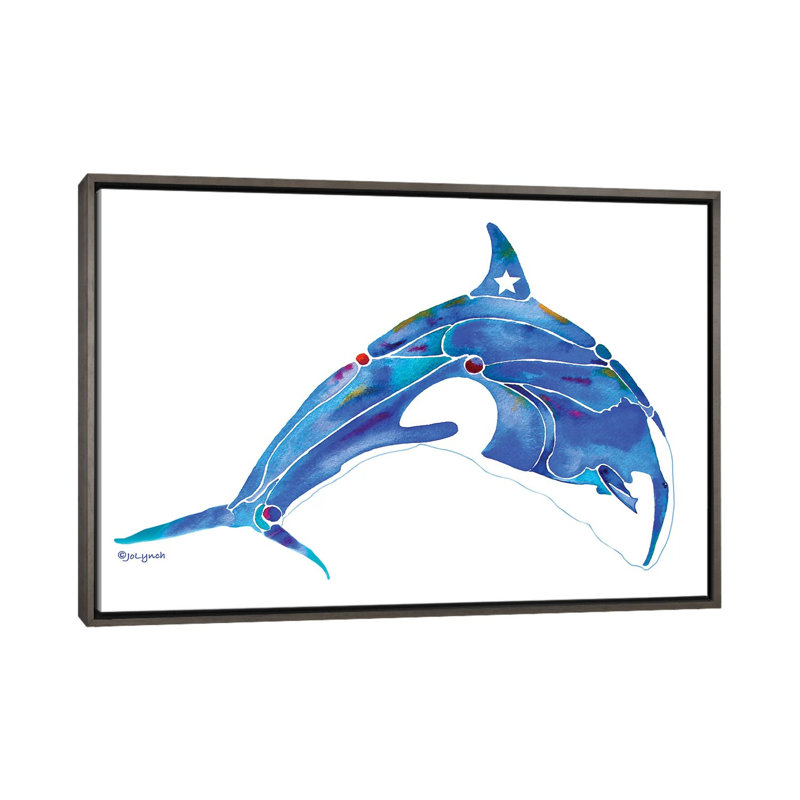 " Whale Orca " by Jo Lynch, No Matte, 18" H x 26" W x 1.5" D, Dark Rustic Wood Framed Canvas