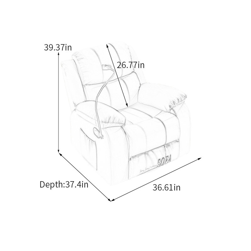 Fauteuil inclinable ergonomique en similicuir de luxe, Beige