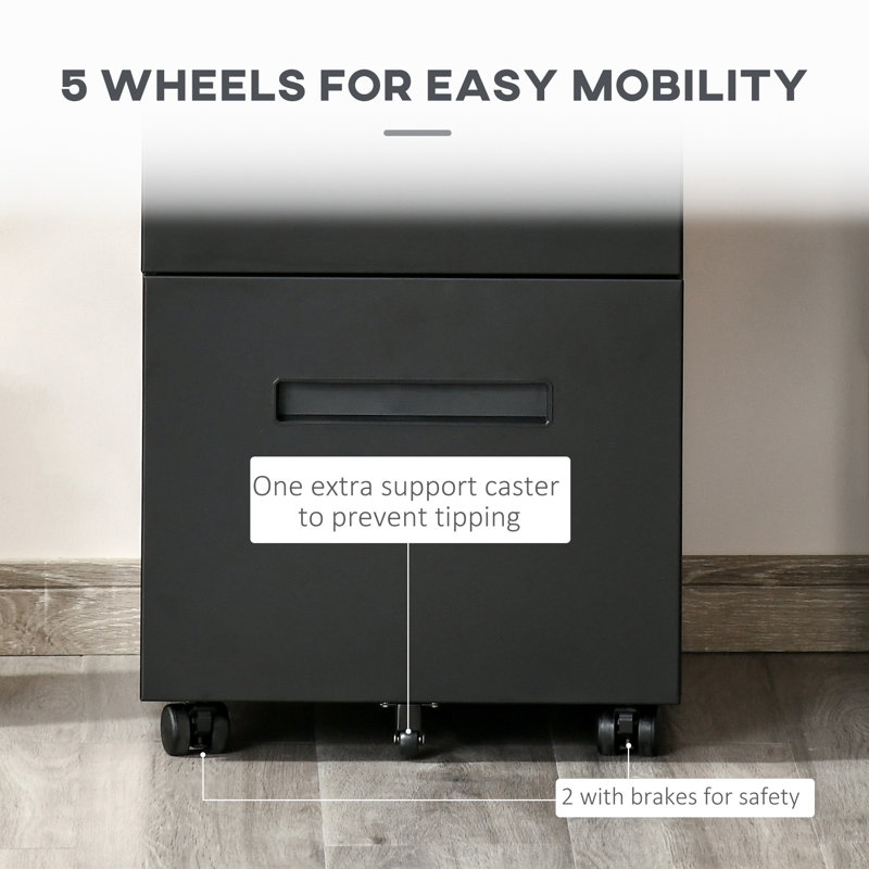 2 Drawer Filing Cabinet, Black