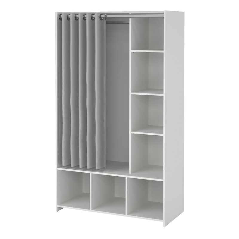 Mathian 1 Door Manufactured Wood Wardrobe, White/Grey