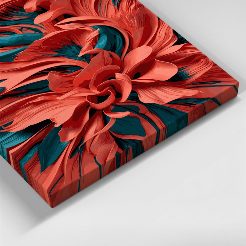 «Abstract Florals 3», art mural sur toile rose, H 24 po x l 20 po