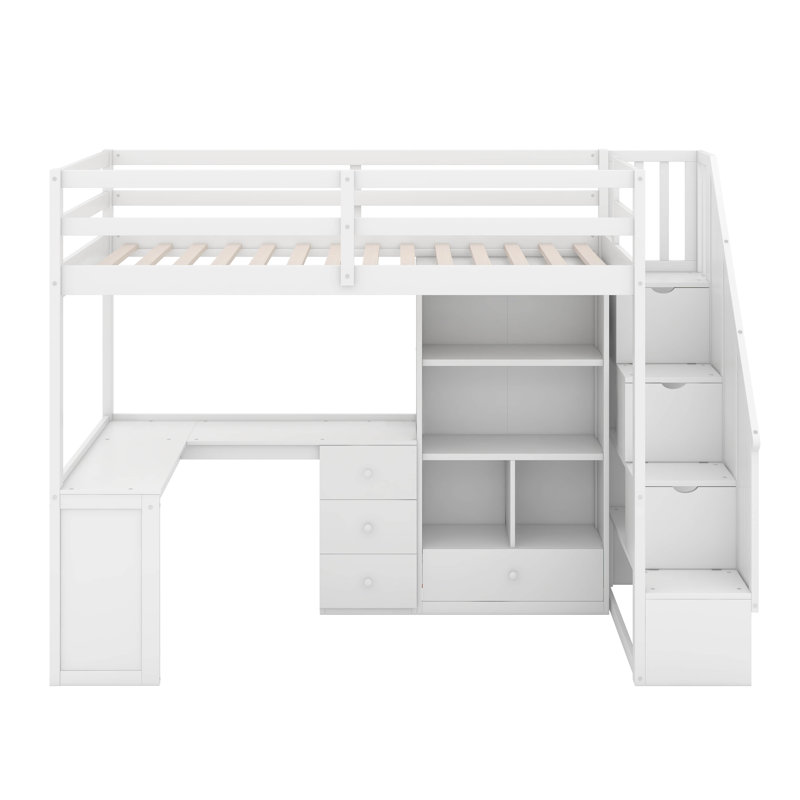 Lit mezzanine simple avec bureau, Blanc