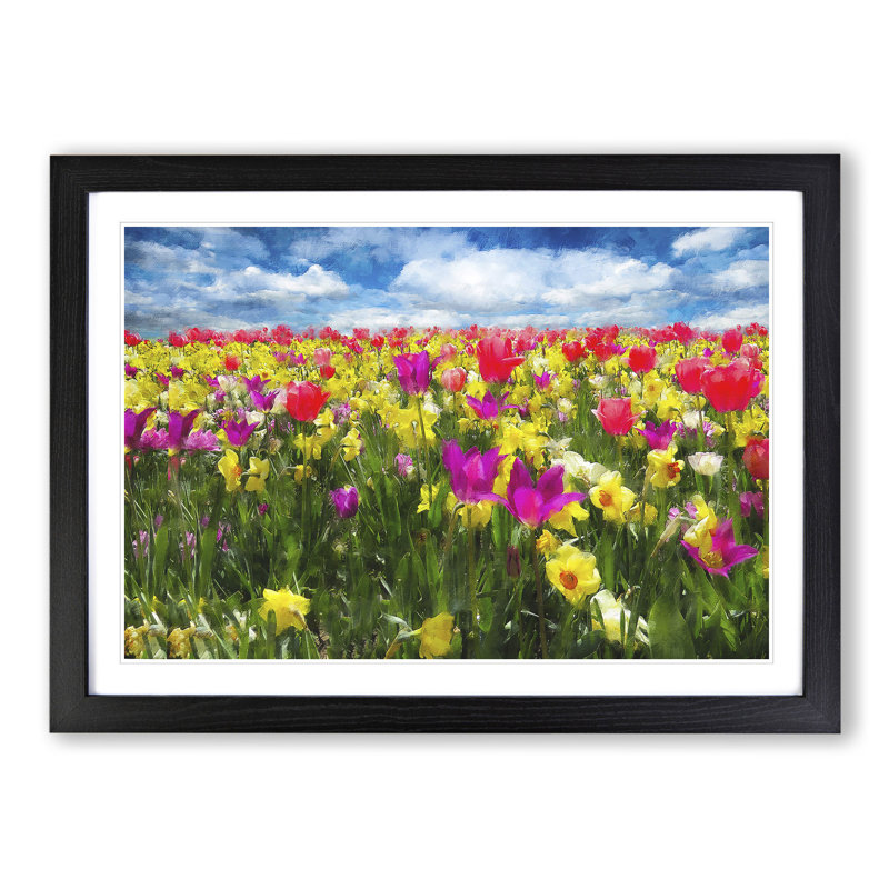 Meadow of Flowers - Picture Frame Graphic Art, Black Framed, 36cm H x 48cm W x 2cm D