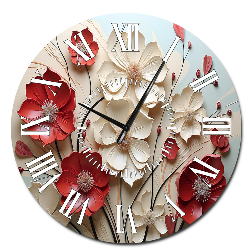 Horloge murale rouge et blanche, Surdimensionné
