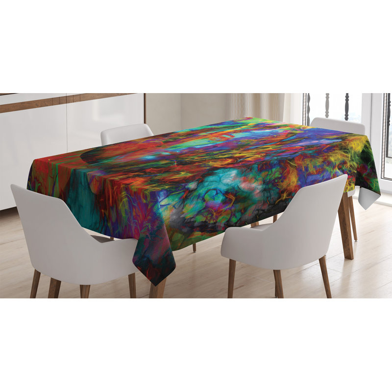 Ambesonne Mystic Tablecloth, Mysterious Woman Face With Butterflies And Vision Perspective Spirit Artwork, Rectangular Table Cover For Dining Room Kitchen Decor, 52" X 70", Multicolor