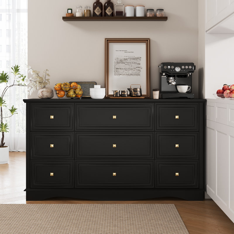 Commode réglable 9 po Dorset, Noir et or