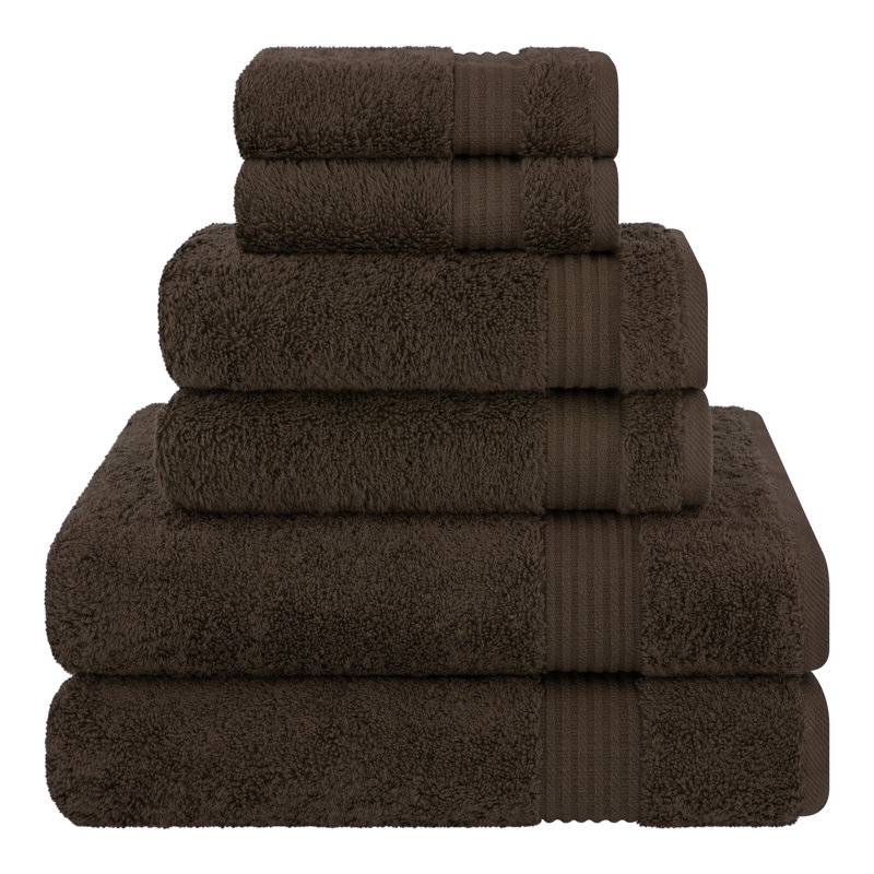 Ensemble de serviettes de bain luxueuses 100% coton turque 6 pièces, très doux et absorbant, Brun