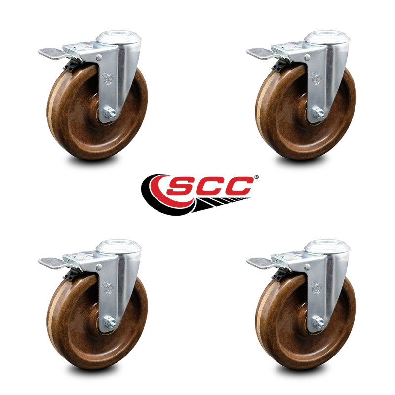 Phenolic Swivel Bolt Hole Caster with Total Lock Brake