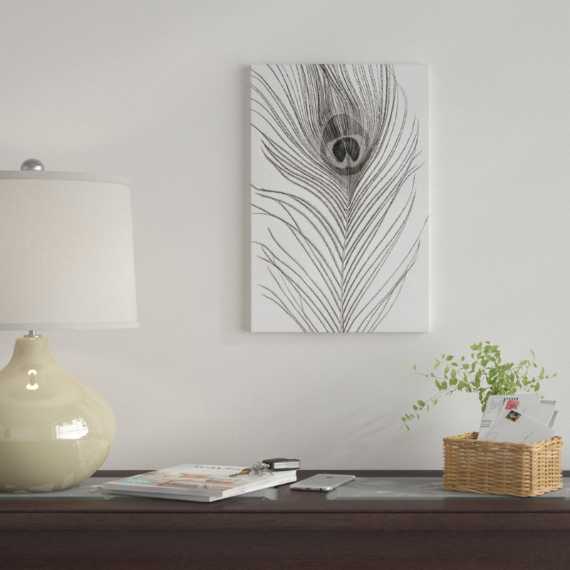 « peacock plumes mono », reproduction d’impression sur toile, H 40 po x l 26 po x P 1,5 po, Toile tendue, Pas de tapis