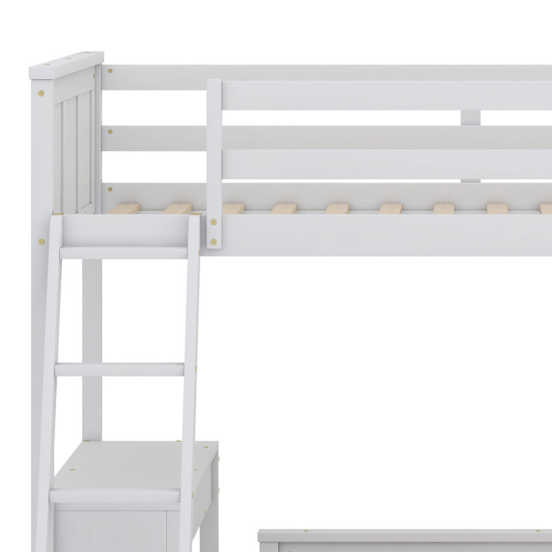 Lit superposé avec bureau, Blanc