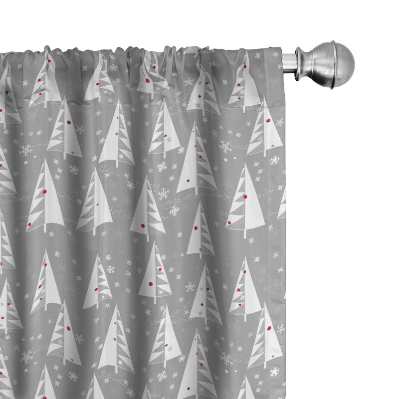 Christmas Tree Floral Semi-Sheer Rod Pocket Curtain Panels, 28" x 95"