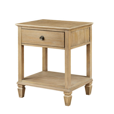 Table de chevet traditionnelle - Finition naturelle, modèle de table de chevet classique spacieux, pratique