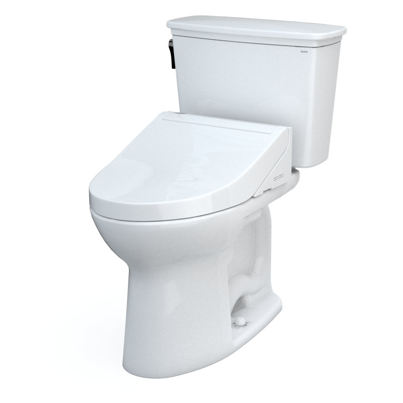 Toilette allongée TOTO® Drake® Transitional WASHLET® + deux pièces allongée à hauteur universelle 1,28 GPF avec siège bidet C5, coton blanc