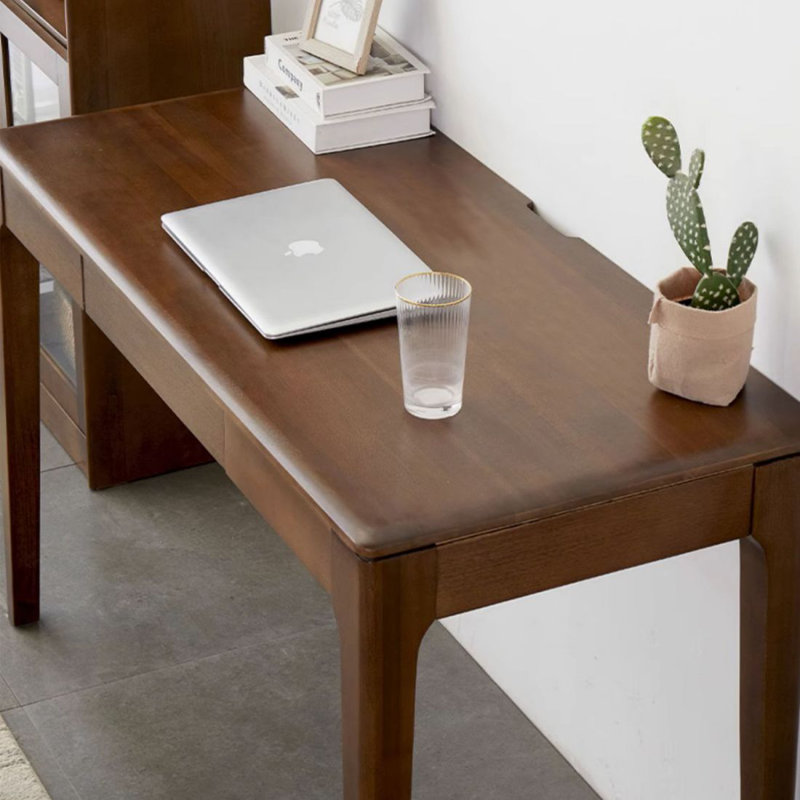 Walnut Rectangular Solid Wood Writing desk with drawers desk, 29.53" H x 39.37" W x 19.69" D