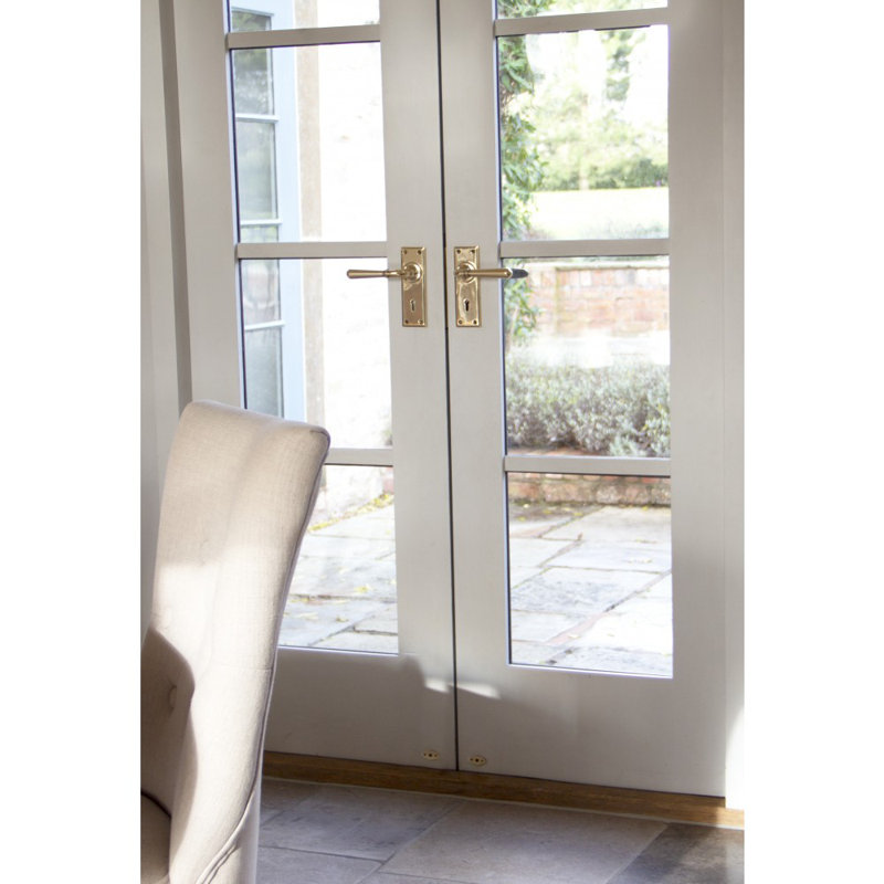Newbury Lock Door Handle Kit, Aged Brass
