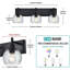Luminaire de salle de bain noir rétro avec abat-jour sphérique, éclairage de salle de bain 3 lumières pour miroir, escalier, cuisine, design moderne et élégant, compatible avec douille E26