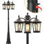 Lampadaire d'extérieur avec prise de courant à 3 têtes antirouille pour éclairage extérieur Dusk to Dawn