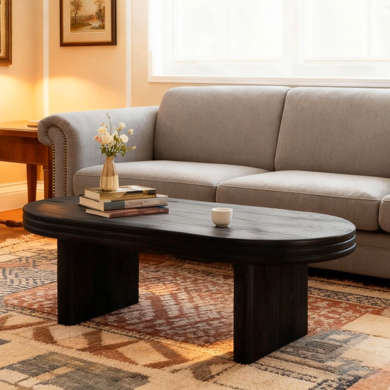 Table basse cannelée Mid Mid Modern, Noir