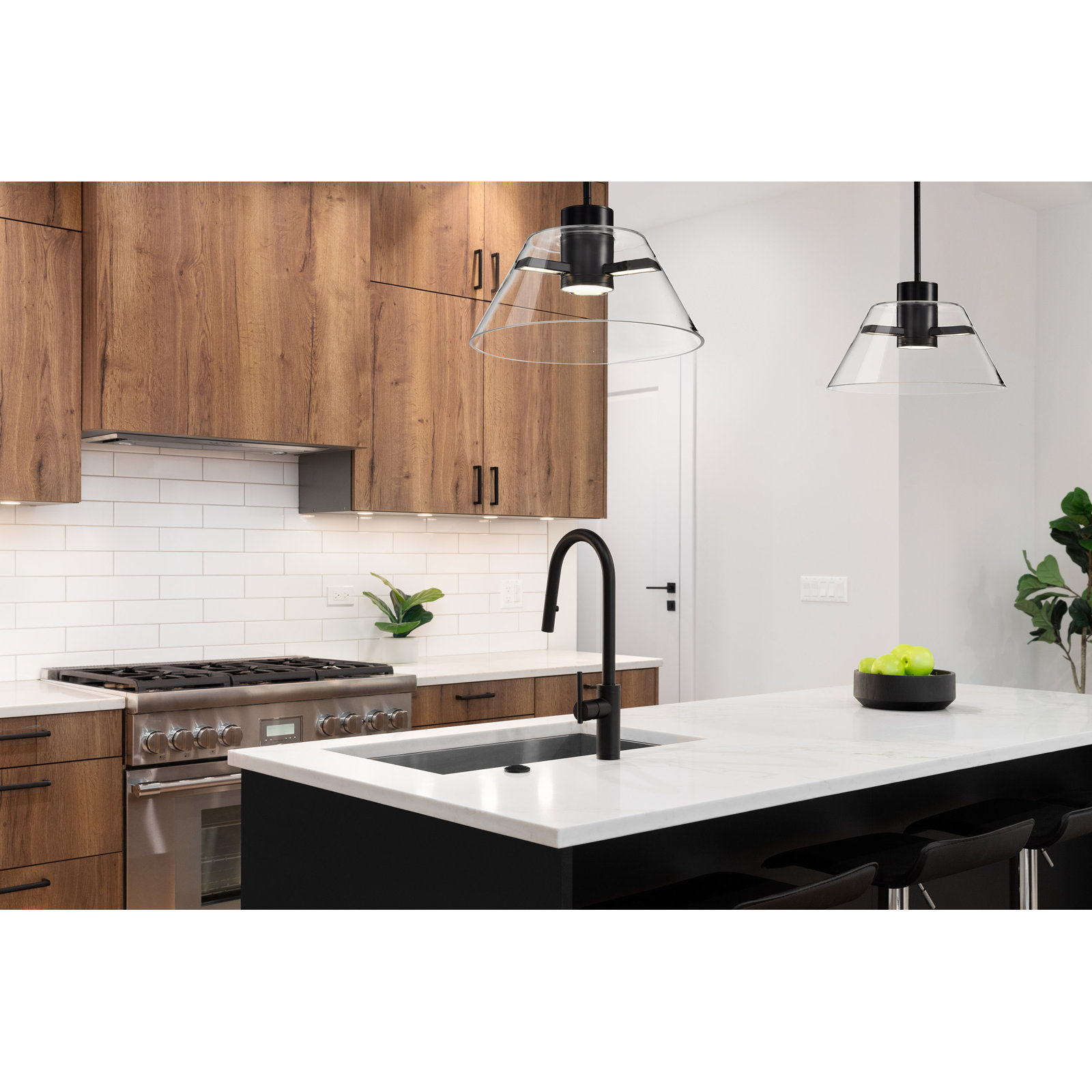 Sinclair Dimmable Glass Single Light Pendant, 46.13" H x 13.63" W x 13.63" D, Matte Black