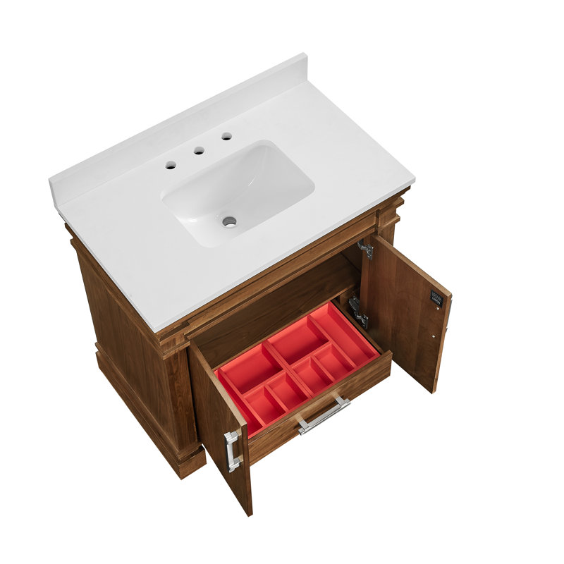 FLW Harmony 36 Wood Sink Vanity, Walnut, 36