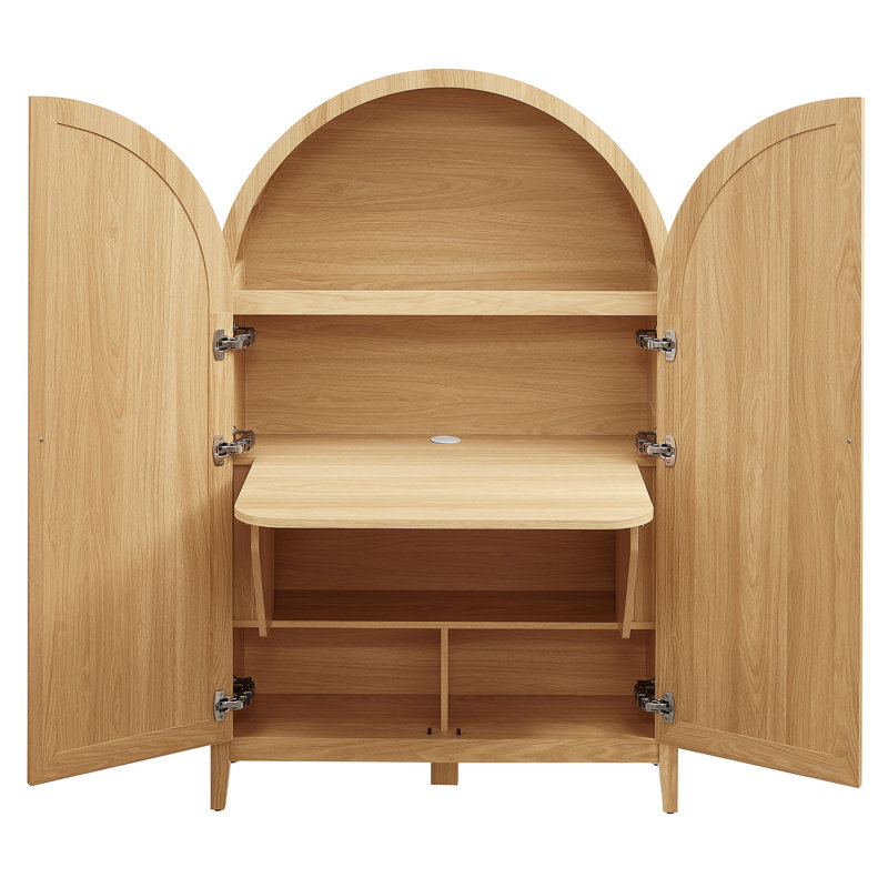 Armoire de rangement arquée Calista, Chêne