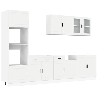7 Piece Kitchen Cabinet Set Kalmar High Gloss Engineered Wood