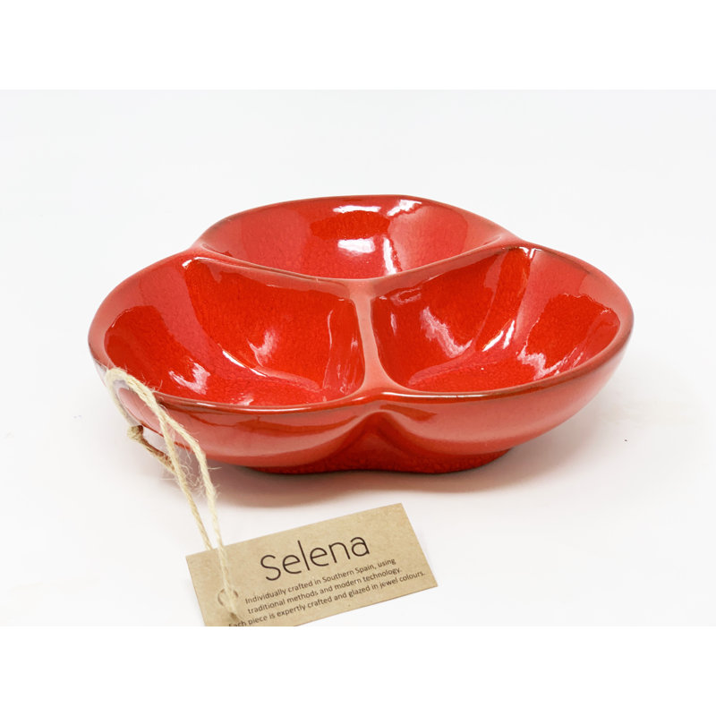 Verano Spanish Ceramics Ceramic Divided Serving Dish, Blue
