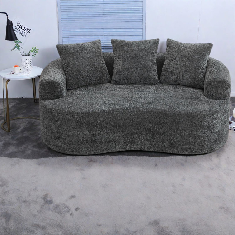 Canapés confortables en chenille, conception courbée compacte pour le salon familial