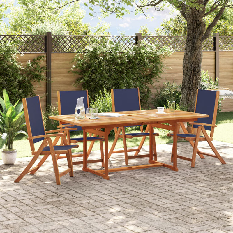 17-4 Sling Garden Chair With Cushion Folding Chair Set, Blue / White / Grey